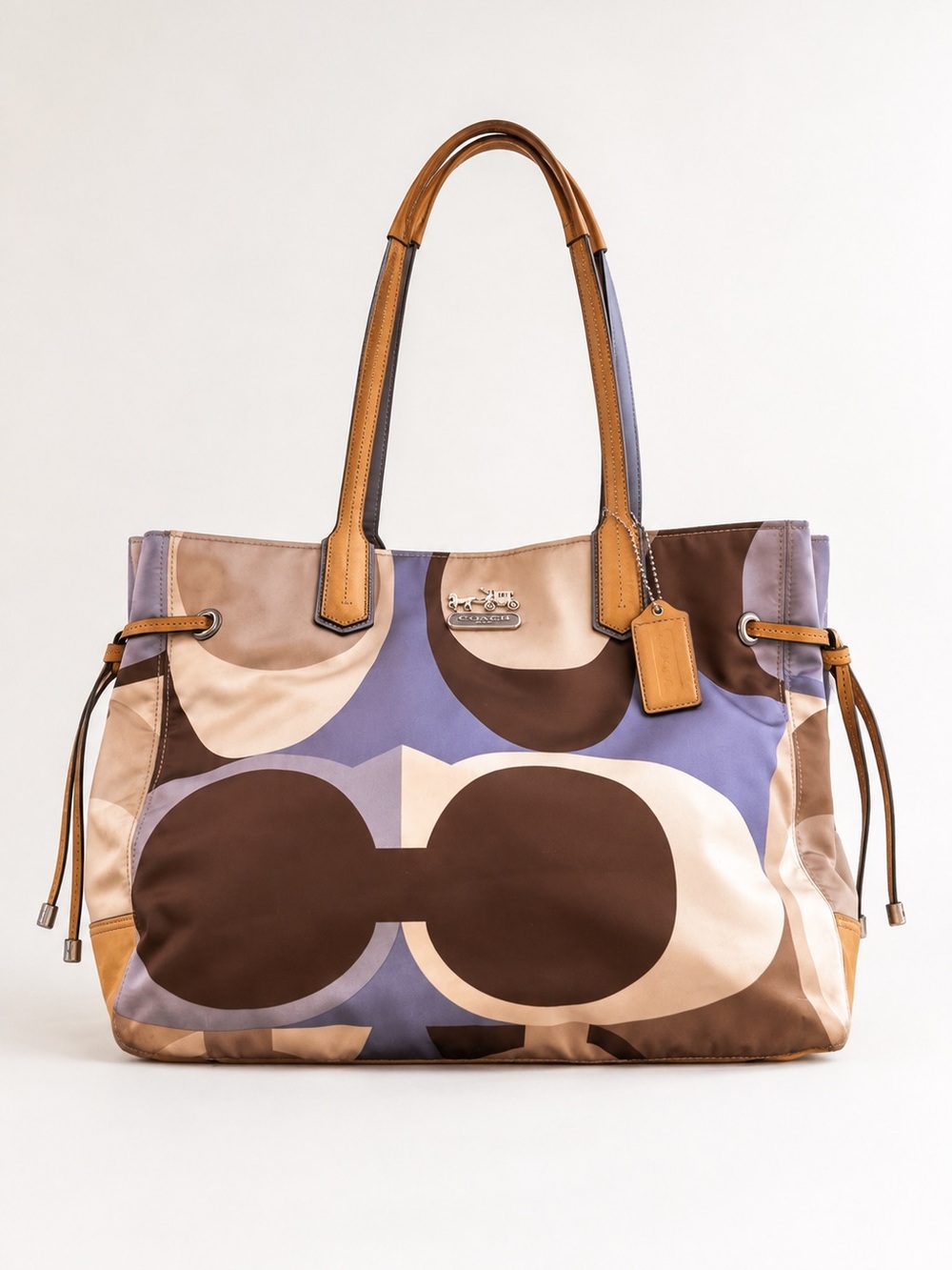 Coach 2011 Chelsea Scarf Print Charlie tote in Brown & Lavender y2k vintage